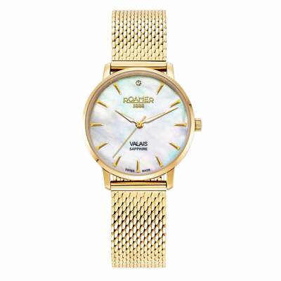 Pre-owned Roamer 989847 48 10 05 Women's Valais Diamond Set Wristwatch In Brown/white