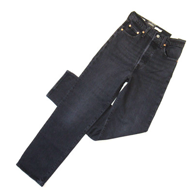 NWT Levi's Ribcage Straight Ankle in Feelin' Cagey Black Super High Rise Jean 24