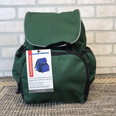 Moda Travelware Green Backpack w/ Detachable Cooler Pouch 500 Rip Stop Polyester