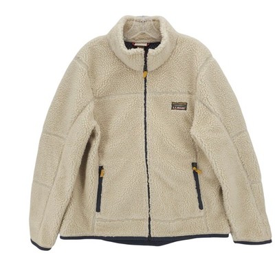 LL BEAN Jacket Mountain Deep Pile Sherpa Fleece Cream Ivory 500366 Women's XL