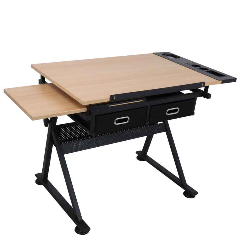 Craft Station Drafting Table W/ Matched Premium Stool Adjustable Height & Angle