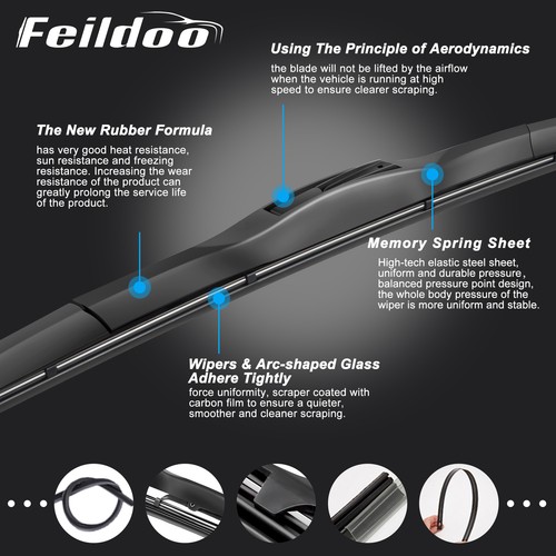 Feildoo 26" 26" Fit For Honda Clarity 2018 Windshield Wiper Blades J U HOOK 2Pcs