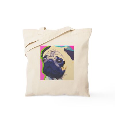 CafePress Fun Pug Natural Canvas Tote Bag, Cloth Shopping Bag (487682664)