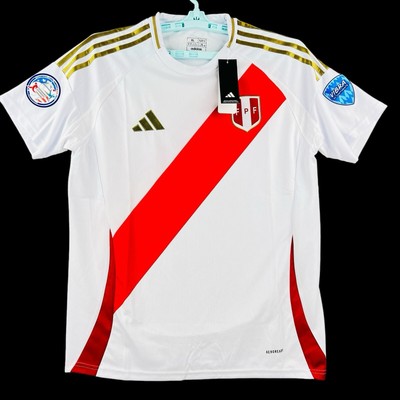 ADIDAS Men's 2024 FPF Peru Soccer Home Jerseys Size XL White/Red NWT