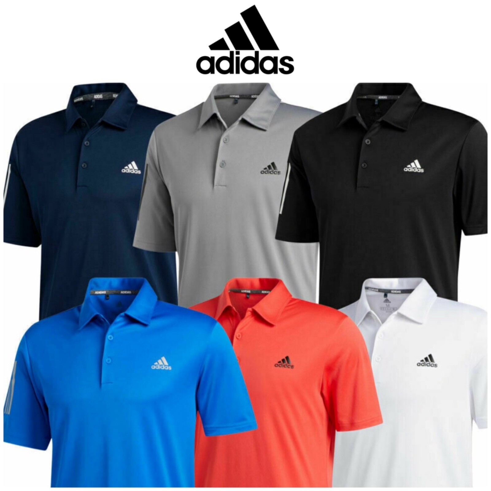 adidas 3 stripe golf shirt