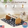 Polarduck Upgraded Elevated Cat Bowls with Food Mat: Raised Pet Food and Water Dishes for Cats with 15°Tilted Little Monster Bamboo Stand, 3 Stainless Steel Bowls and 1 Non-Slip Feeding Mat