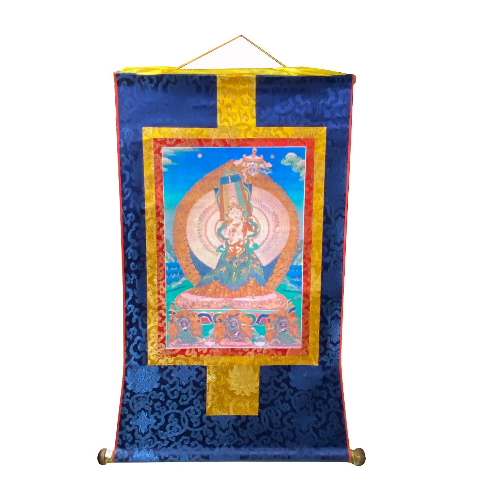 Tibetan Print Fabric Trim Guardian Buddha Deity Art Wall Scroll Thangka ws2206S Tibetan Print Fabric Trim Guardian Buddha Deity Art Wall Scroll Thangka ws2206S