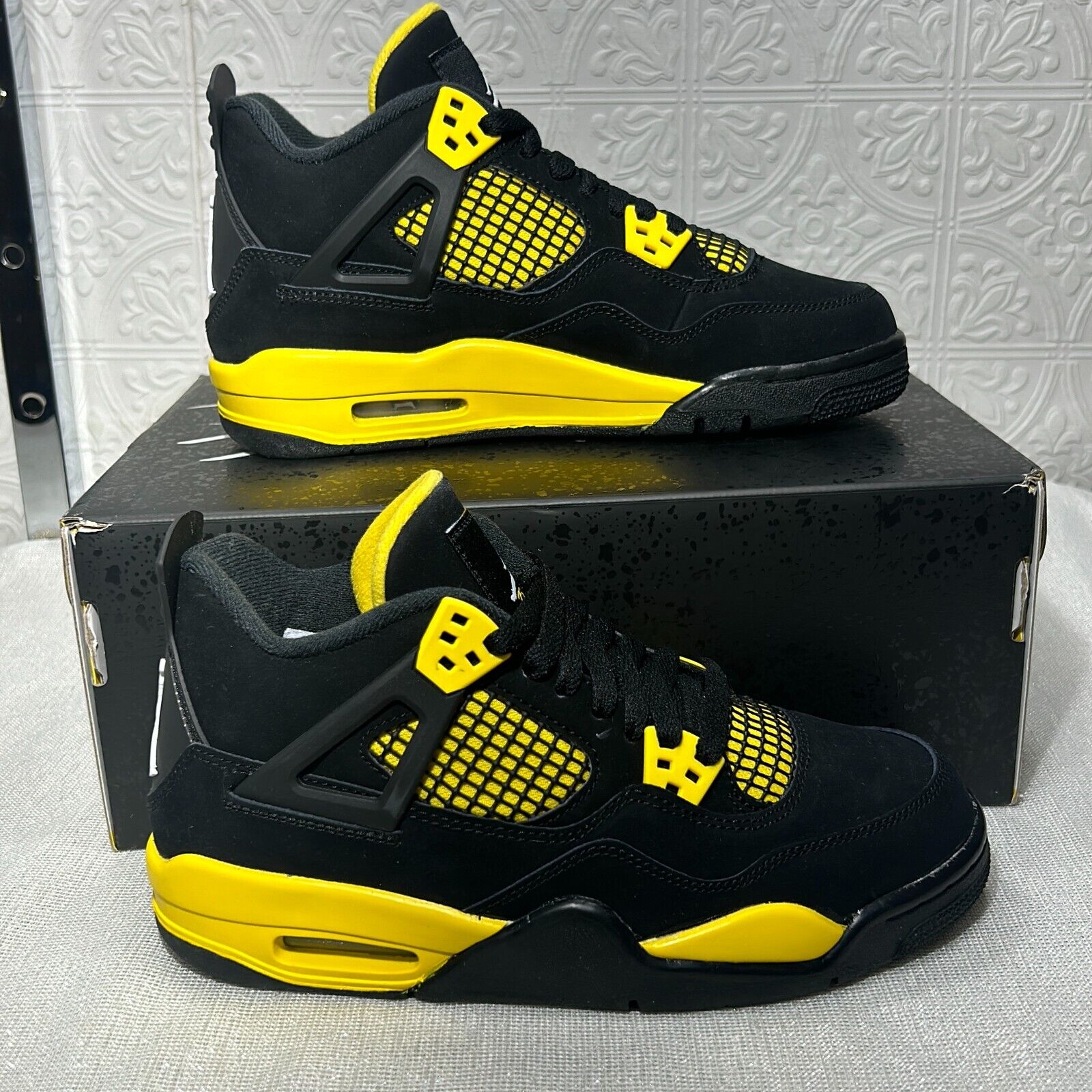 Nike Air Jordan 4 Retro Thunder 408452017 Black Yellow Shoes Nike Air Jordan 4 Retro Thunder 408452017 Black Yellow Shoes