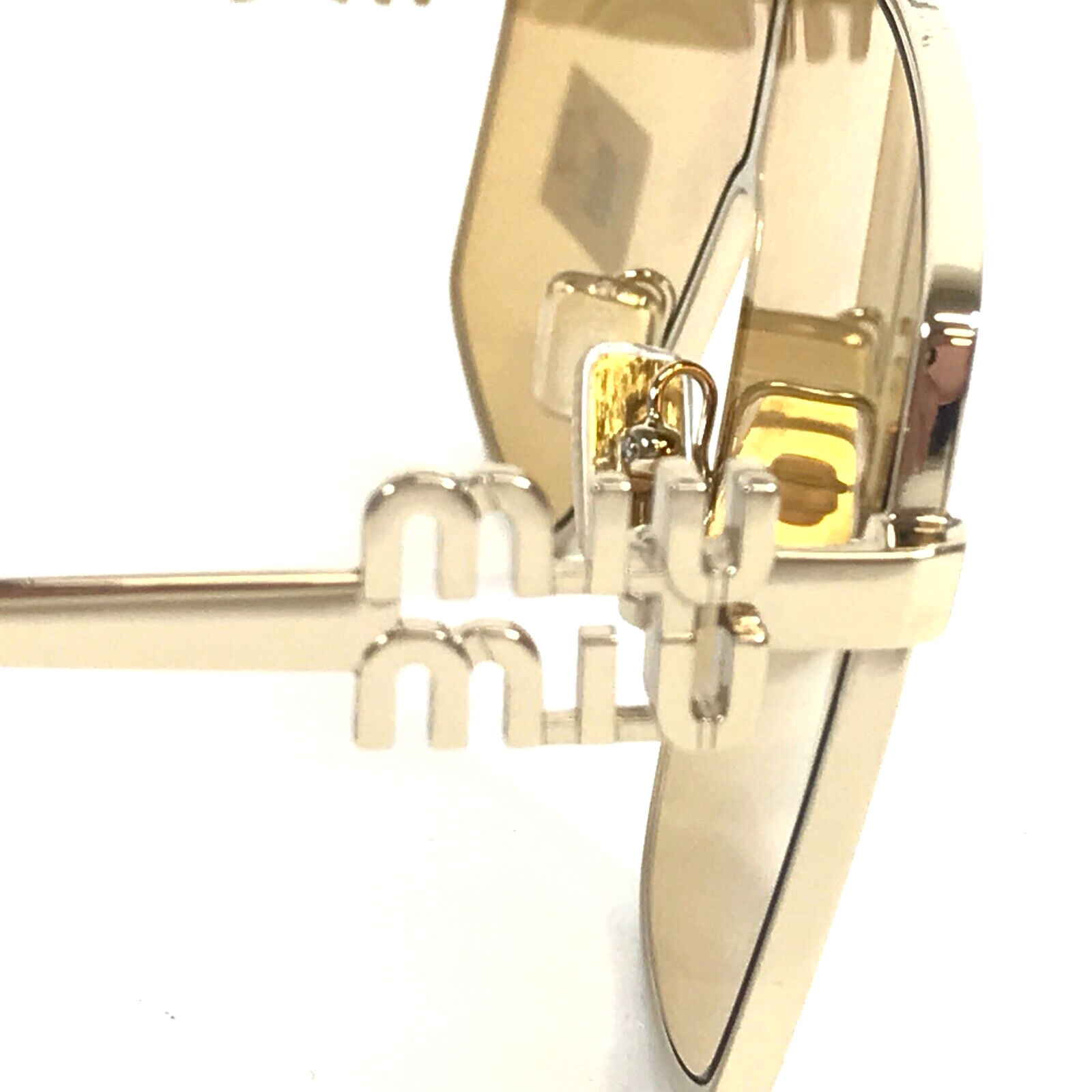 Pre-owned Miu Miu Sunglasses Smu51z 5ak-40d Pale Gold Geometric With Orange Mirror Lenses In Multicolor