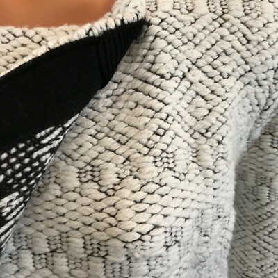 Pre-owned Sage Leo &  Womens Striped Trimmed Sweater Jacket Off White Size Large L Sa0075