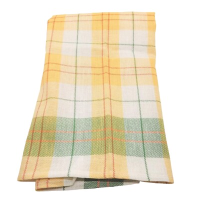 RA Briggs Clearview Fabric Checkered Kitchen Towel Yellow Green 1980s New