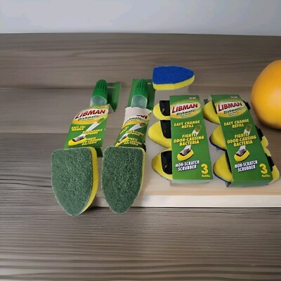 Libman Dishmatic Dish Washing Wand & Refill Sponges 2 Pack + 7 Refills. 