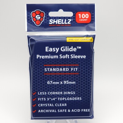 Shellz Easy Glide 1 Pack Of 100 Soft Penny Sleeves Standard Fit Cut Corners