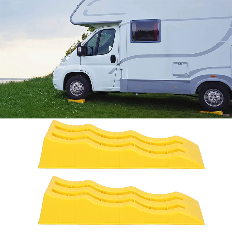 2PCS RV Leveling Ramps 3 Step Wheel Chocks Heavy Duty Camper Leveler Pads