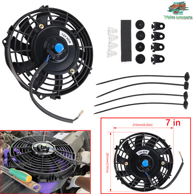 7'' Electric Radiator Intercooler Engine Cooling Fan Kit Universal 12V 80W Black