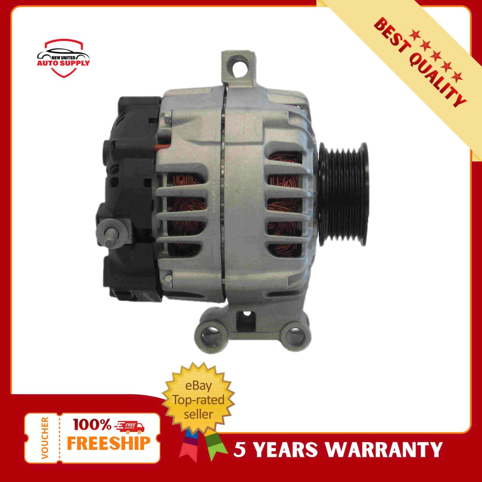 Alternator 11148 125A 12V CW 6-Groove for 07-12 Chevy GMC Hummer L5 3.7L L4 2.9L