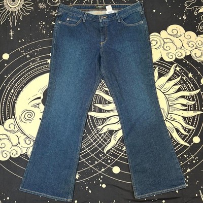 Eddie Bauer Jeans Womens 14 Blue Cotton Denim Bootcut Classic Faded Workwear