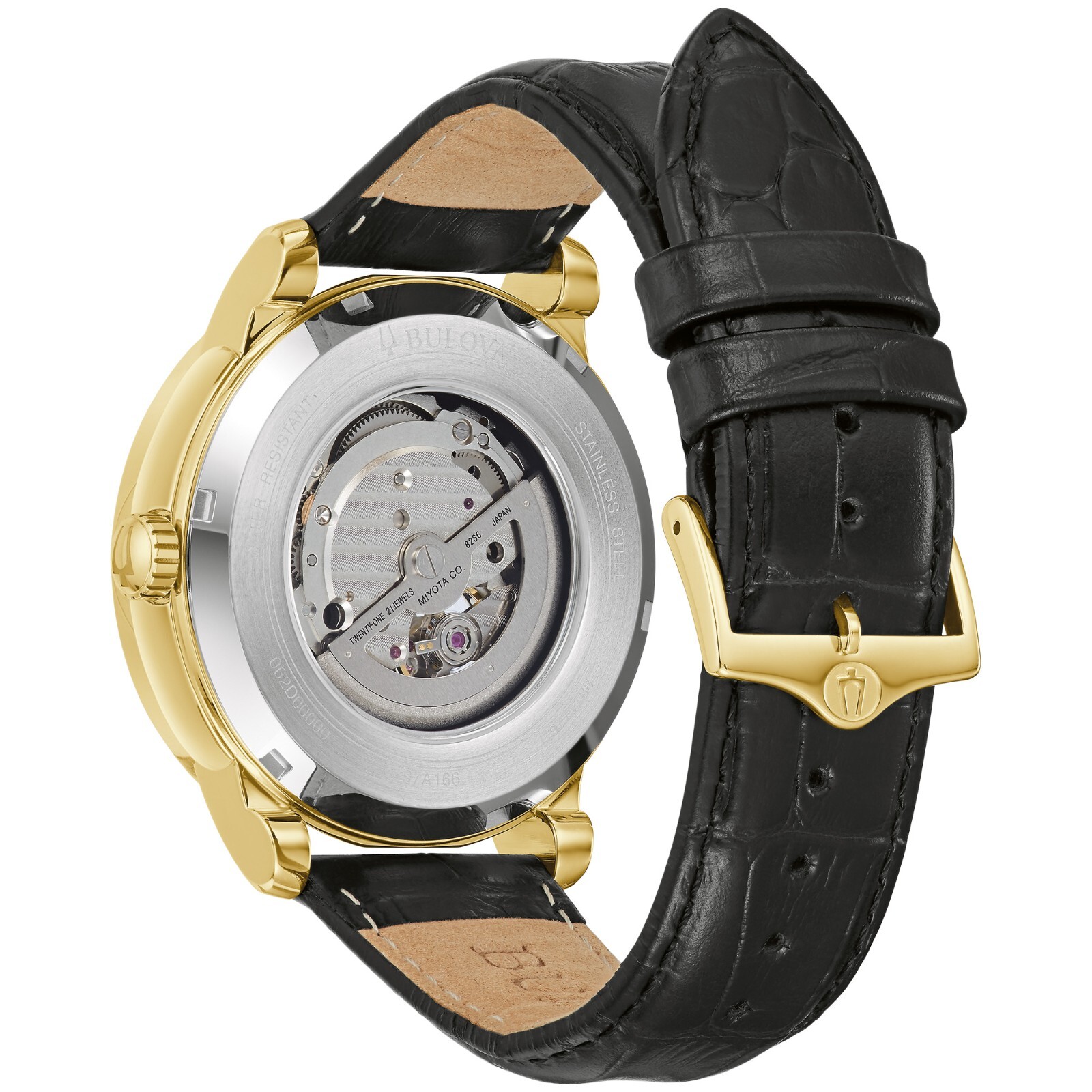 Pre-owned Bulova Men's Classic Automatic Skeleton Black Leather Strap Watch 45 Mm 97a166