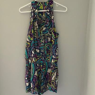 Alice & Trixie Colorful Paisley Silk Halter Shorts Romper Pockets Size Small