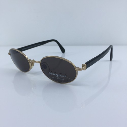 小物 Emporio Armani Gold Logo Sunglasses 128S RARE Vtg Emporio Armani Wings Logo Gold 9145s Wrap