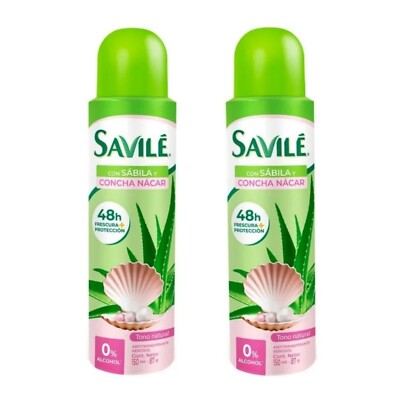 2 Savile Desodorante Sábila Concha Nacar Tono Natural Aerosol 150 ml 87 g