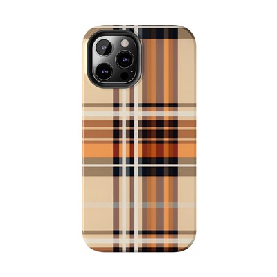 Orange Autumn Plaid Pattern Fall Season iPhone & Samsung Galaxy Case For Women