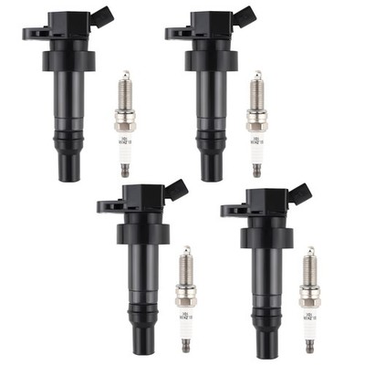 4 PCS Ignition Coils & 4 PCS Iridium Spark Plugs Set for Kia Soul Hyundai 1.6L