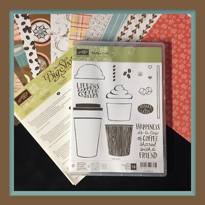 Stampin' Up! COFFEE CAFE' Stamp Set, COFFEE CUPS Dies &  A LITTLE LATTE DSP #234
