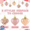24PCS Valentines Day Heart Ornaments, Rosegold Heart Shaped Ornaments, 2 Sizes Heart Hanging Ornaments, Glossy Heart Baubles Hanging Decorations for Valentine's Day Wedding Anniversary Party Decor