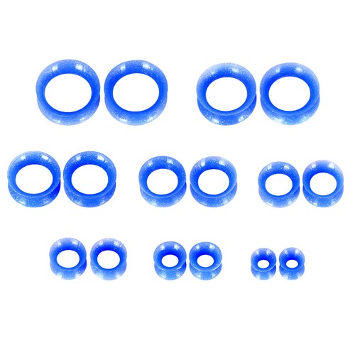 ULTRA THIN EAR SKINS TUNNELS-Gold Glitter Silicone Ear Gauge-Soft Ear plugs-PAIR