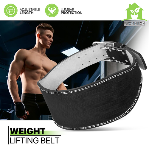 Weight Lifting Belt Fitness Leather Bodybuilding Strength Training Back Support