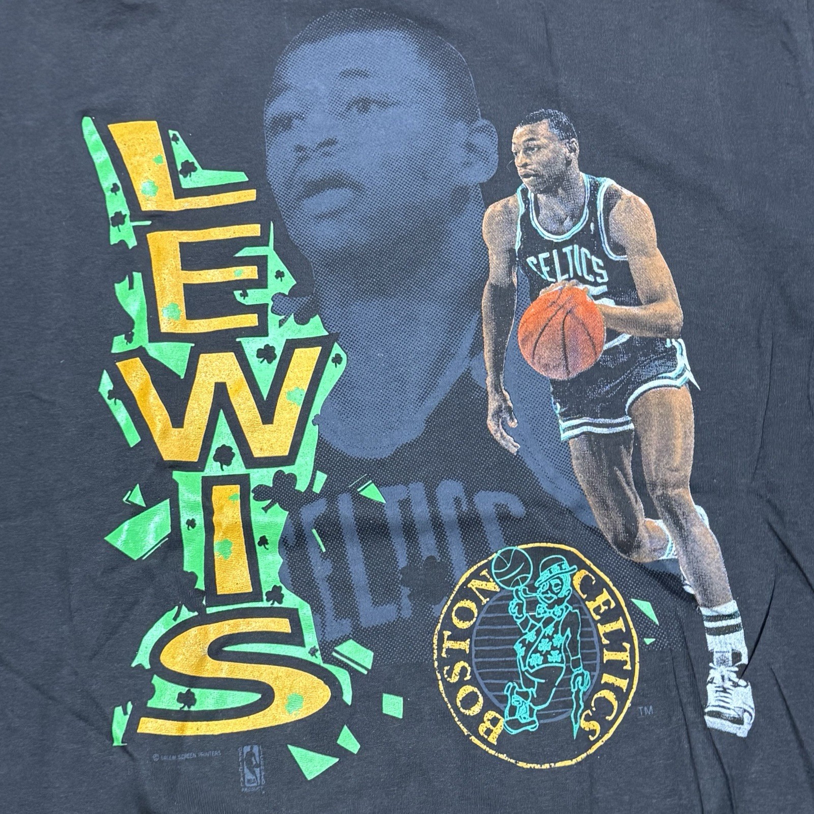 Vintage Reggie Lewis Boston Celtics Shirt XL Salem Sportswear Black