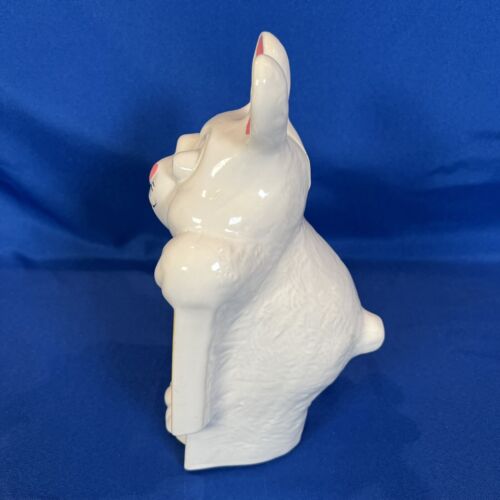 Vintage McCoy Pottery White Rabbit X Ray Window Bank 10 1/4" Tall See Video