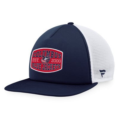 Men's Fanatics Navy/White Columbus Blue Jackets Foam Front Patch Trucker