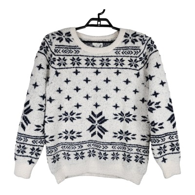 Barefoot Dreams Fair Isle Sweater Womens Size XL Seaside Nordic Scandinavian