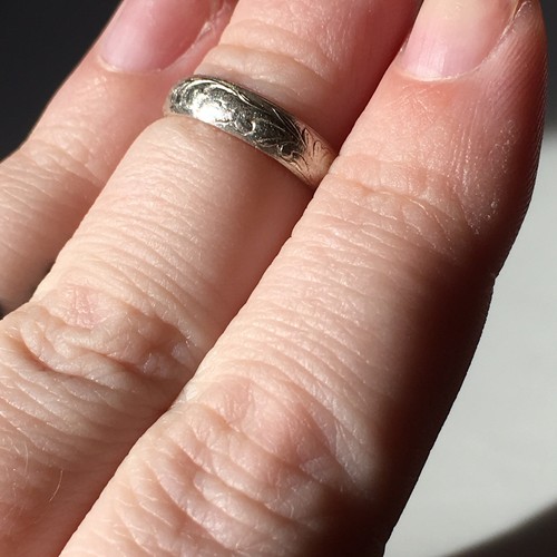 Vintage Sterling Silver Ring Size 4.5 Midi Pinky Dainty Floral Embossed Band