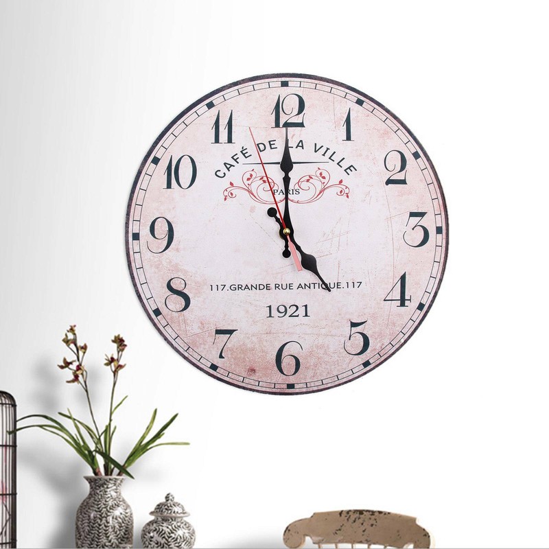 Wanduhr Vintage Küchenuhr lautlos antik Design Retro Shabby KEIN TICKEN leise
