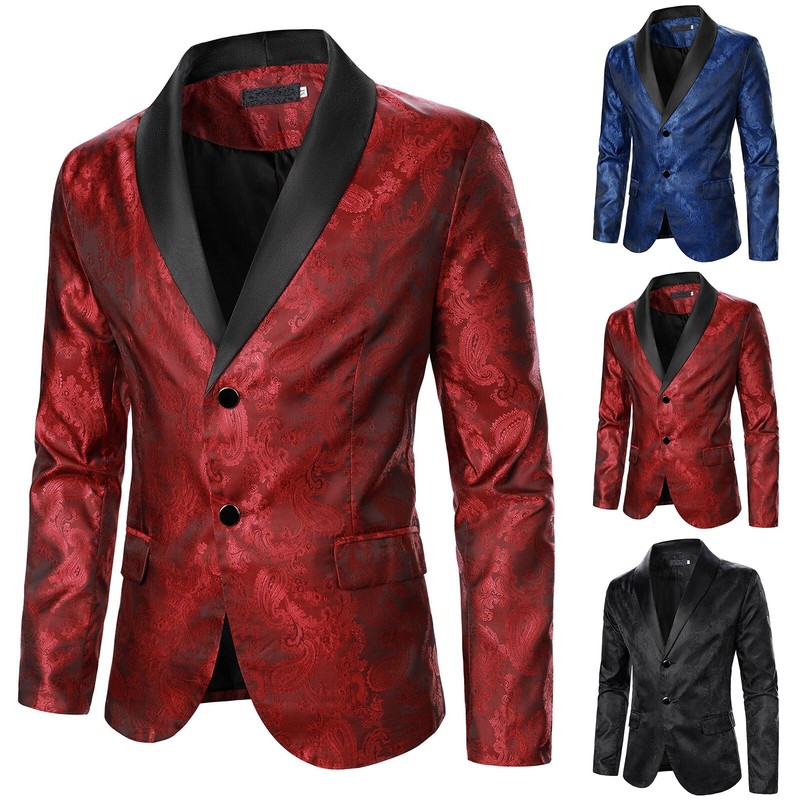 Mens Floral Tuxedo Suit Jacket Dinner Party Prom Wedding Blazer Jackets Coat