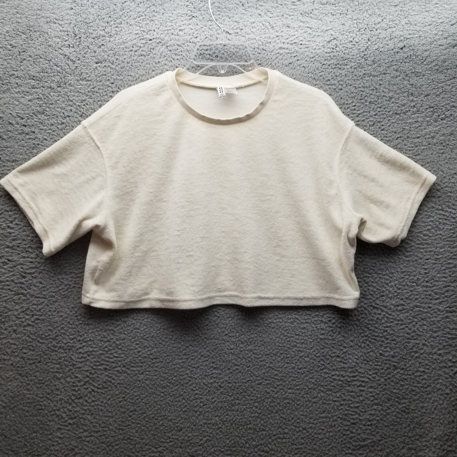 H&M Womens Top Medium White Crop Terry Oversized Boxy Short