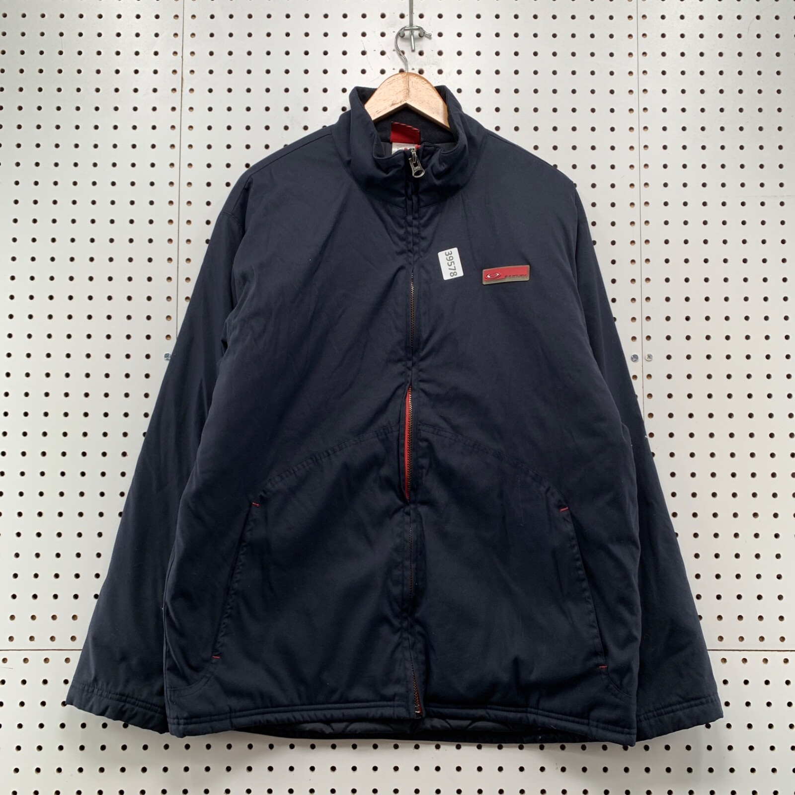 VTG Oakley Zip Jacket Mens Medium Black Red Tag Nylon Winter