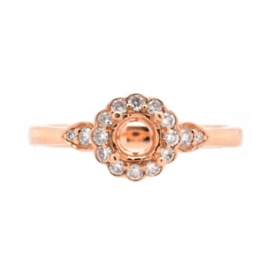 Ring Semi Mount Round 4mm In 14k Rose Gold With Diamond Accents (29884)