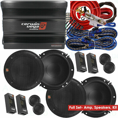 Cerwin Vega CVP1600.4D 1600W Amp + 4x XED650C Speakers Max Power + 4-Ch Kit