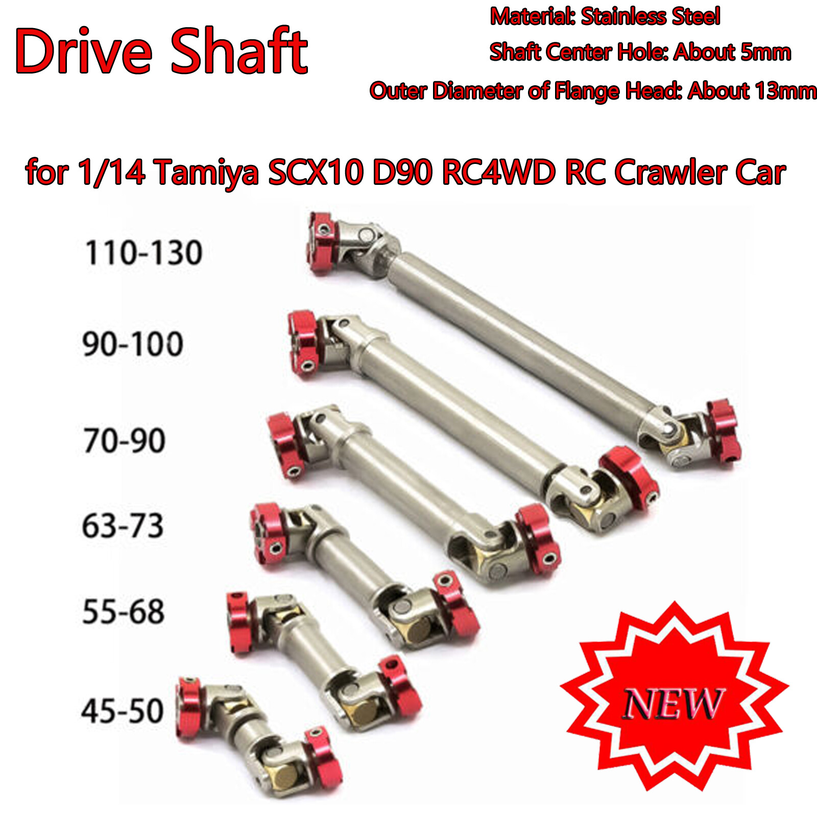 RC Car Drive Shaft Upgrade - Universal Multiple Spline Shaft 90-110mm For Tamiya TRX4 SCX10 III D90 1/14 Scale - View #5