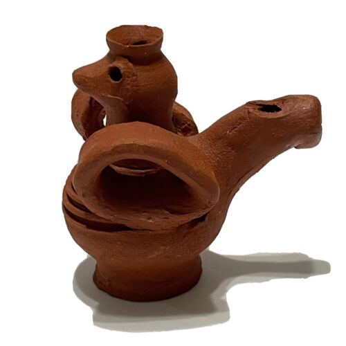 artisan made Red clay Pottery bird shaped whistle works Unsig...
