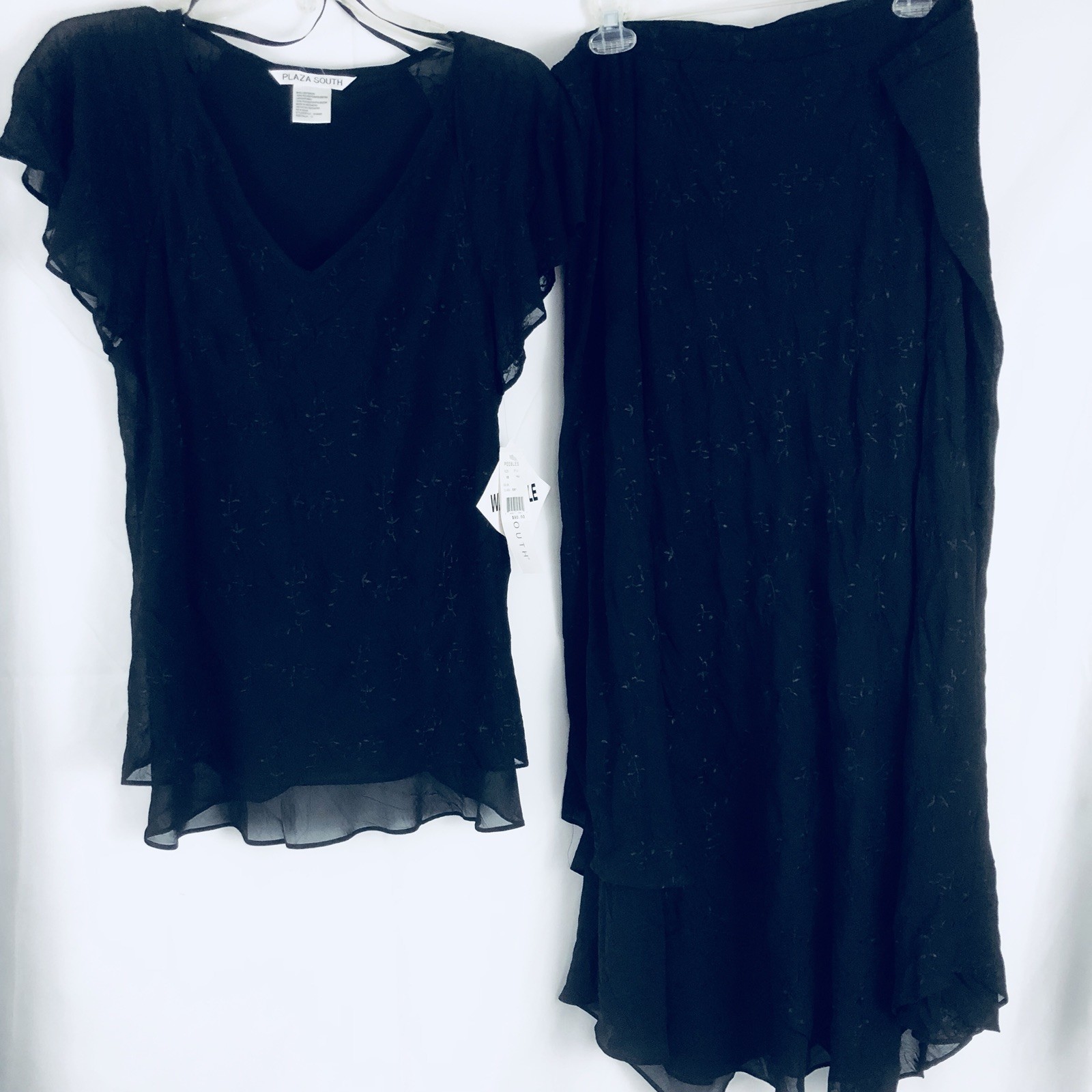 Plaza South Ladies Dress Outfit 2-PC size 12 Full Length Skirt Top Lined Black