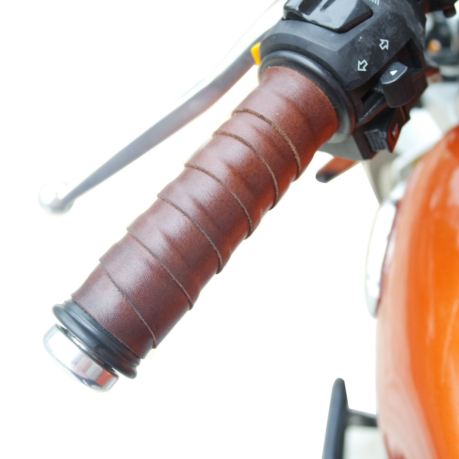 Fits Royal Enfield Interceptor 650 Brown Leather Handle Bar Grip Stripe Tape