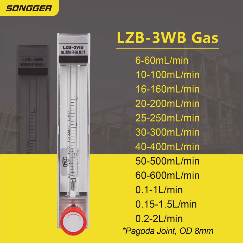 LZB-3WB Glass Float Flow Meter Glass Tube Rotameter Micro Gas Flow Meter for Air