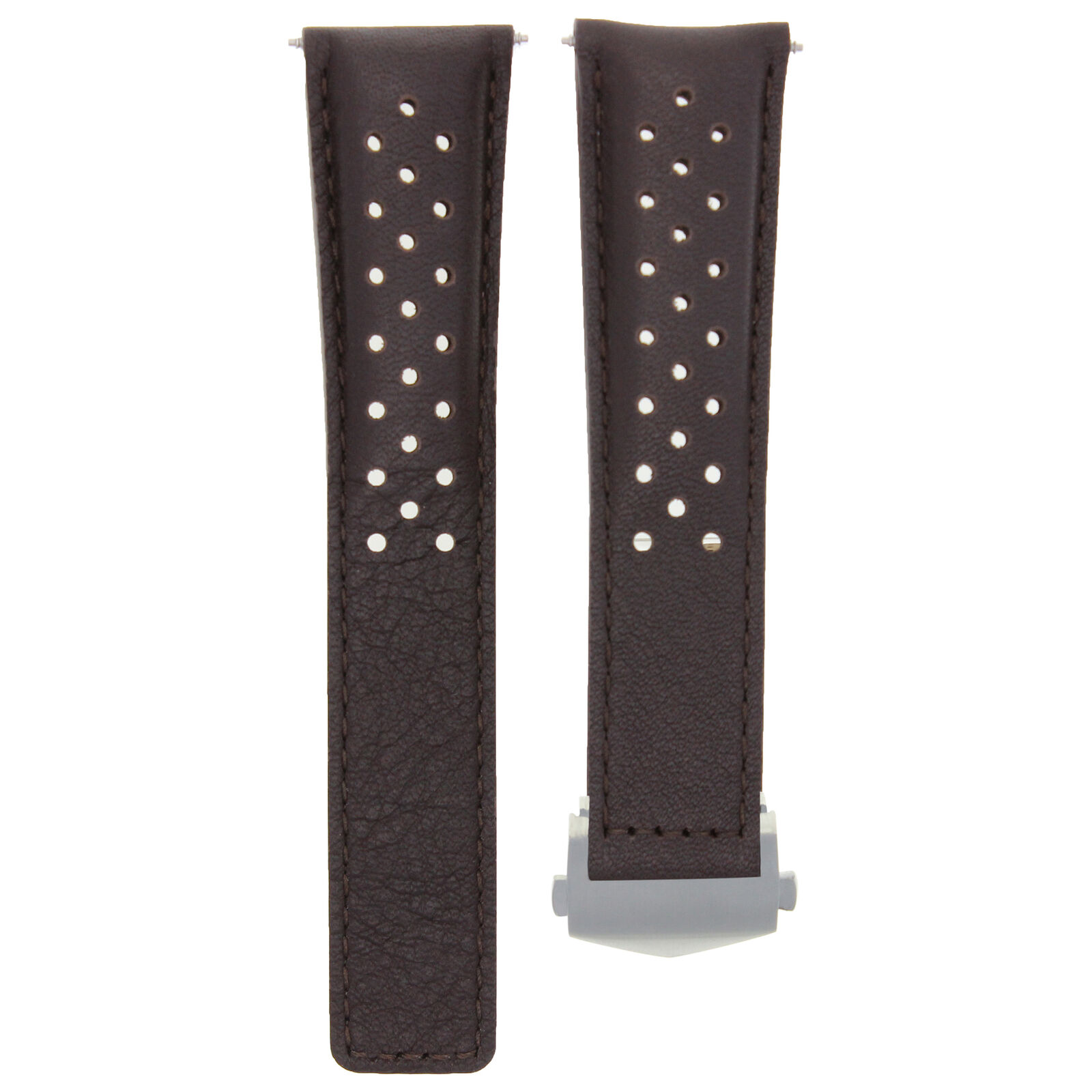 LEATHER WATCH BAND STRAP CLASP 22MM FOR TAG HEUER MONACO CARRERA BROWN PERFORAT