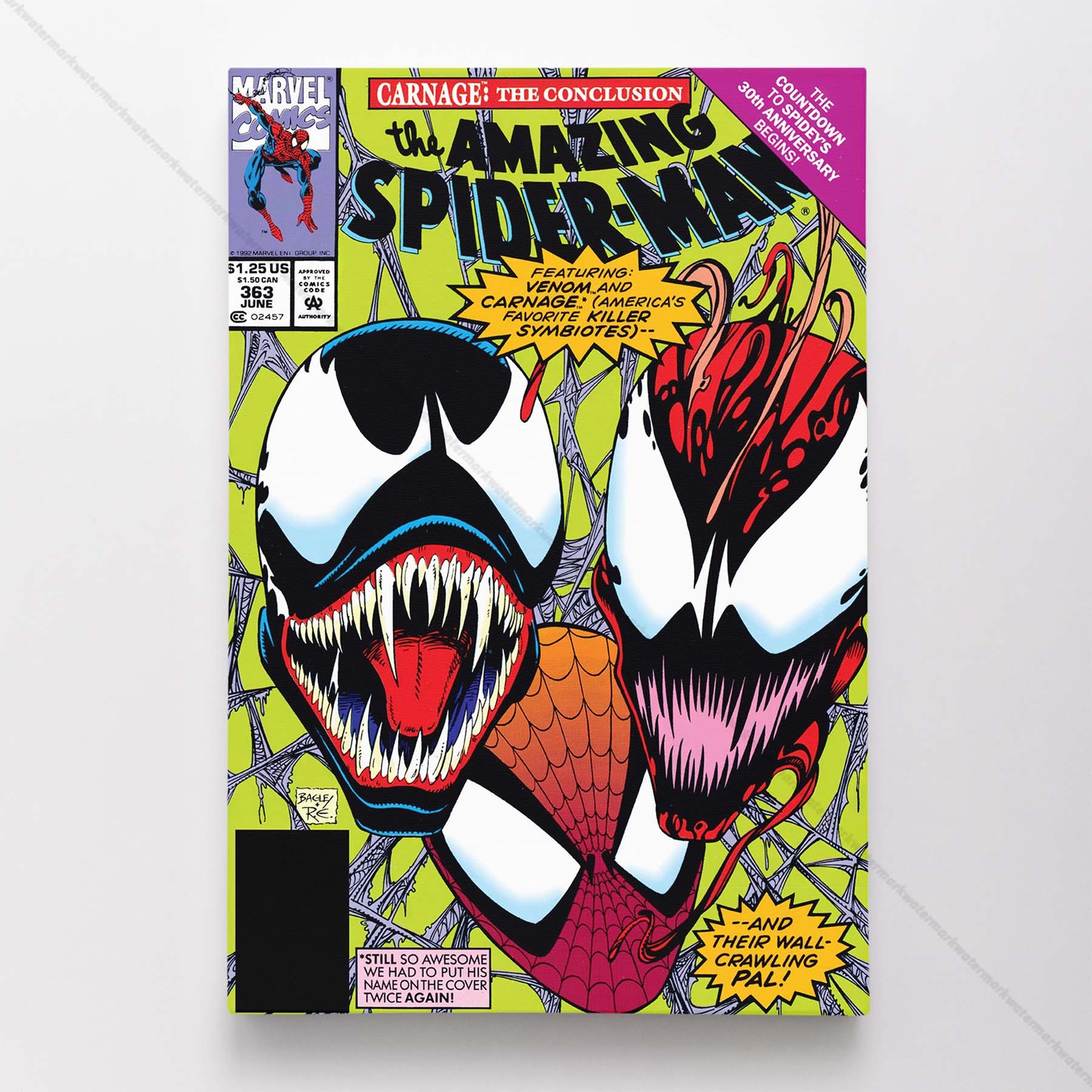 The Amazing Spider-Man #363 Poster Canvas Spiderman Marvel Comic Book Print