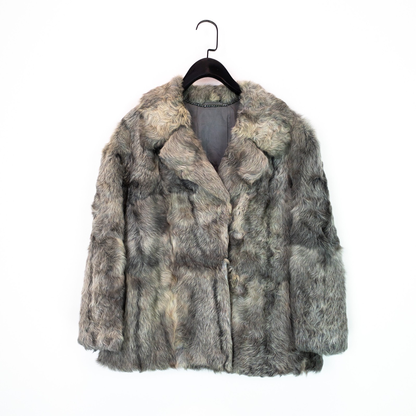 Central Pelze Echt Pelz Vintage 80s Grey Real Fur Collared